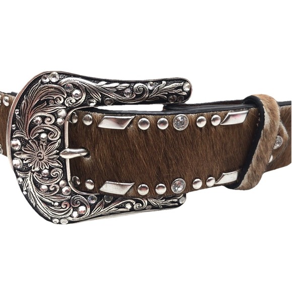 Ariat Southwest Beaded Hair-On Belt Sz S Aztec Colorful Statement Cowboy Retro - Picture 3 of 7